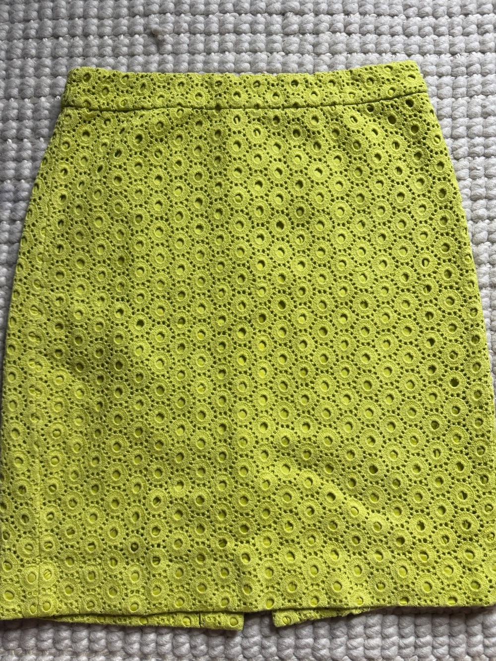 J. Crew Neon Lime Eyelet Pencil Skirt